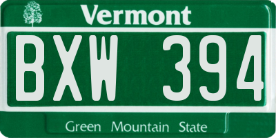 VT license plate BXW394