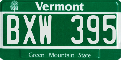 VT license plate BXW395