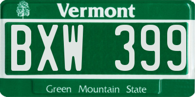 VT license plate BXW399