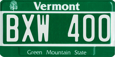 VT license plate BXW400