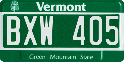 VT license plate BXW405