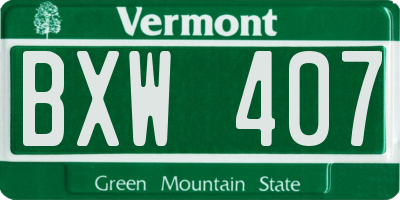 VT license plate BXW407