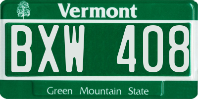 VT license plate BXW408
