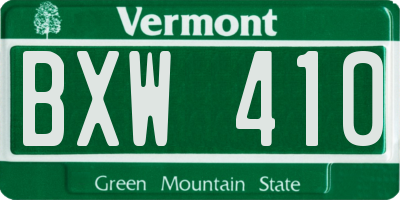VT license plate BXW410