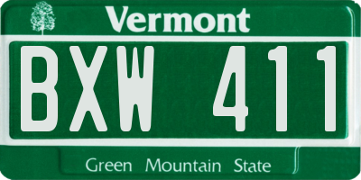 VT license plate BXW411