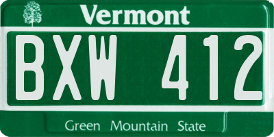 VT license plate BXW412