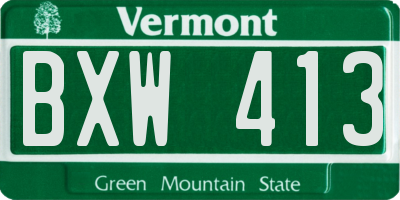 VT license plate BXW413