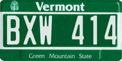 VT license plate BXW414