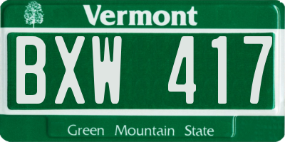 VT license plate BXW417