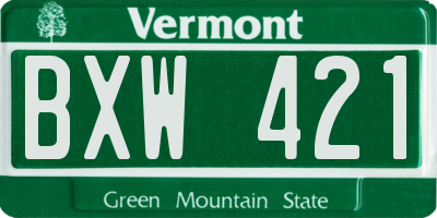 VT license plate BXW421