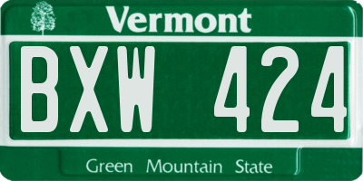 VT license plate BXW424