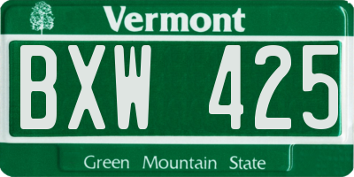 VT license plate BXW425