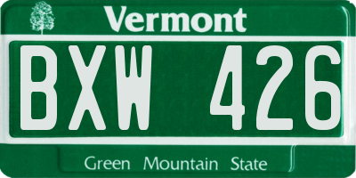 VT license plate BXW426