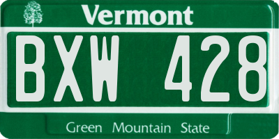 VT license plate BXW428