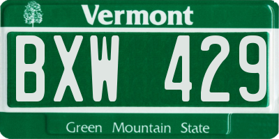 VT license plate BXW429