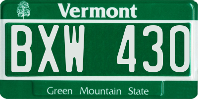 VT license plate BXW430