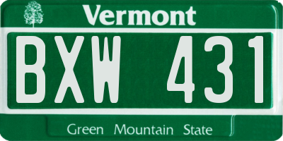 VT license plate BXW431