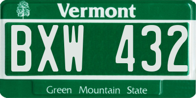 VT license plate BXW432