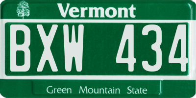 VT license plate BXW434