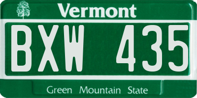 VT license plate BXW435