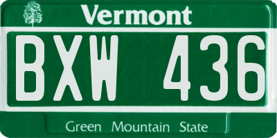 VT license plate BXW436