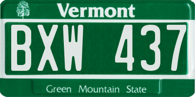 VT license plate BXW437