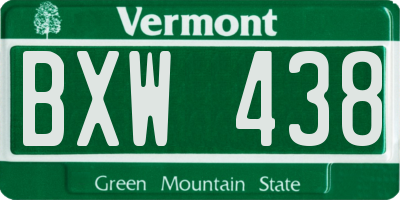 VT license plate BXW438