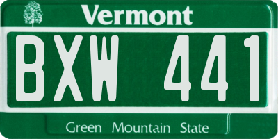 VT license plate BXW441
