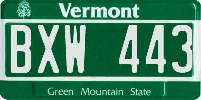 VT license plate BXW443