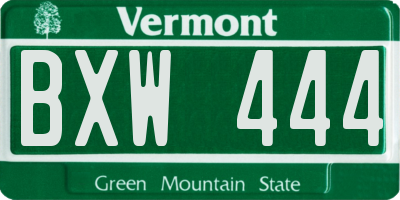VT license plate BXW444