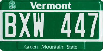 VT license plate BXW447