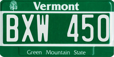 VT license plate BXW450