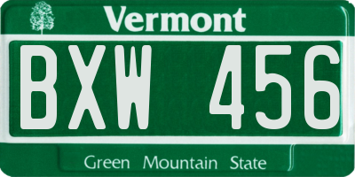 VT license plate BXW456