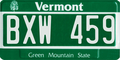 VT license plate BXW459