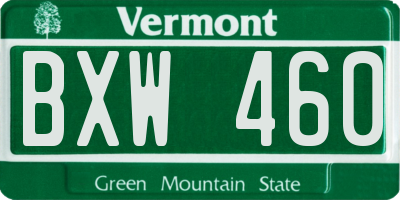 VT license plate BXW460