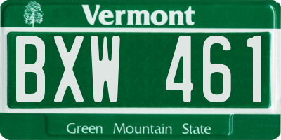 VT license plate BXW461