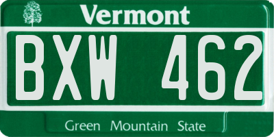 VT license plate BXW462