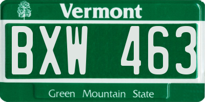 VT license plate BXW463
