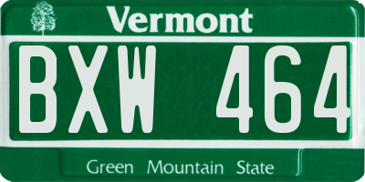 VT license plate BXW464