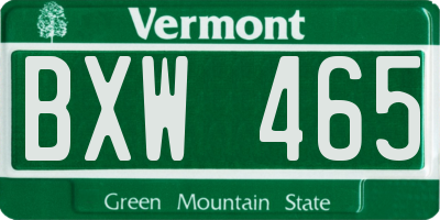 VT license plate BXW465