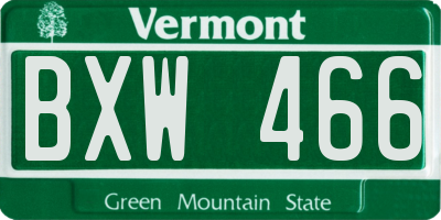 VT license plate BXW466