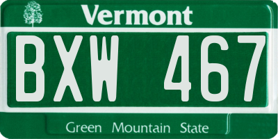 VT license plate BXW467
