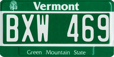VT license plate BXW469