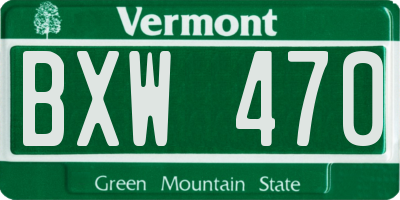 VT license plate BXW470
