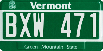VT license plate BXW471