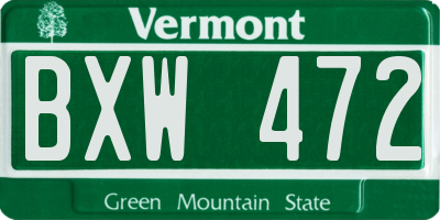 VT license plate BXW472