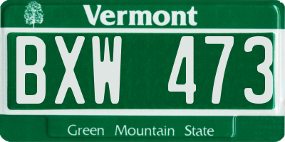 VT license plate BXW473