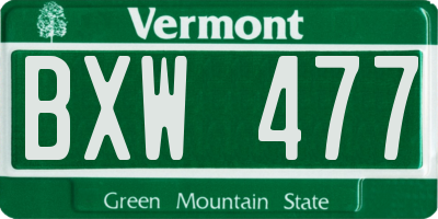 VT license plate BXW477