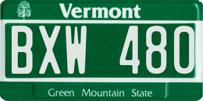 VT license plate BXW480