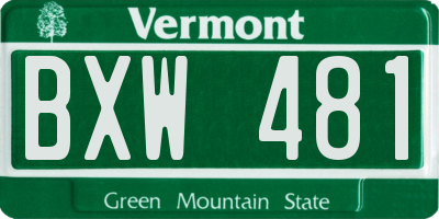 VT license plate BXW481